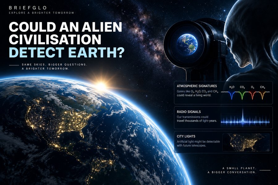 Could an alien civilisation detect Earth through radio signals and atmospheric technosignatures