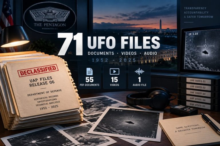 Pentagon 71 UFO files including documents, videos and audio