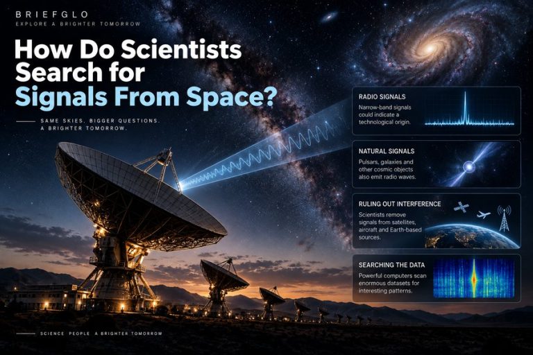 Radio telescopes searching for signals from space and possible technosignatures