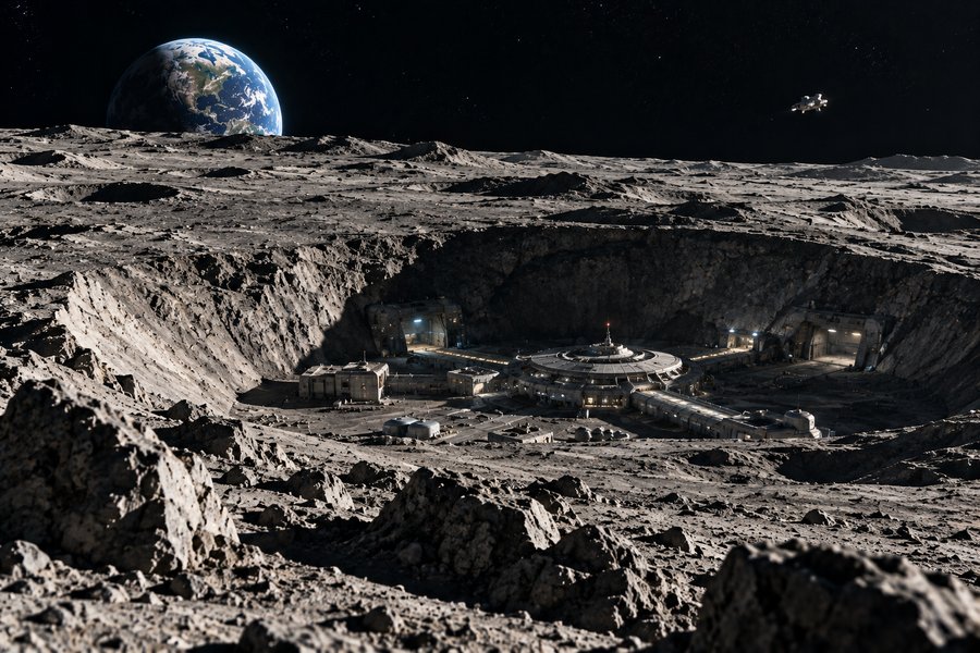 Alien base on the Moon theory inside a lunar crater