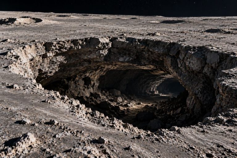 Moon cave and lunar lava tube beneath the lunar surface