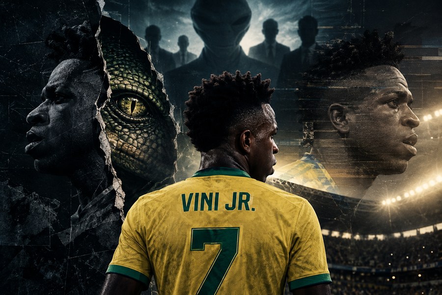 Vinicius replaced reptilian theory illustrated as an internet conspiracy